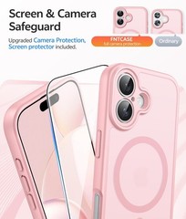 iPhone 16 Case: Translucent Matte Cases with Full Camera Protection – Light Pink