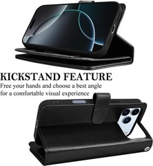 Wallet Case for iPhone 17 Pro Max Leather Flip w/ Card Holder & Strap Kickstand