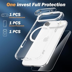 iPhone Air Case Clear, Magnetic iPhone Air Case with Screen Protector & Camera P