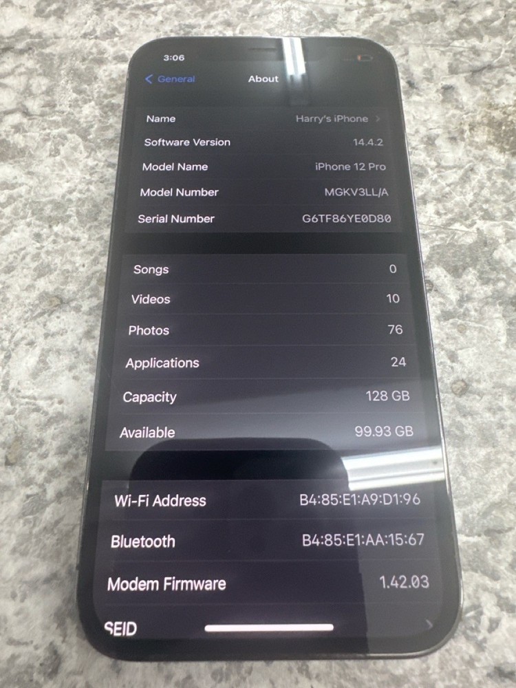 Apple iPhone 12 Pro 128GB Graphite MGK13LL/A AS IS (PS5017165)