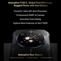 Unlock 4G Rugged Phone Rear Display Android 15 Outdoor 10600mAh FOSSiBOT F109S
