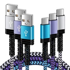 3-Pack 3.1A USB-C Fast Charger Adapter for Samsung Galaxy S24 S25 10FT