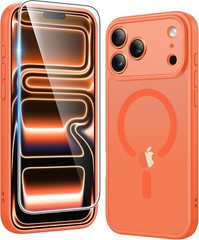 iPhone 17 Pro-Max Case: Slim Magnetic Orange Cover with Screen Protector