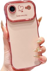 Luxury Pink iPhone Air Case for Women, Cute Curly Shape with Heart Design, Slim