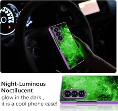 Glow in the Dark Slim Protective Case for Samsung Galaxy Z Fold 7, Purple Nebula