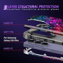 Galaxy S26 Ultra Case, Glow in The Dark 3-Layer Shockproof Hard Plastic & Soft S