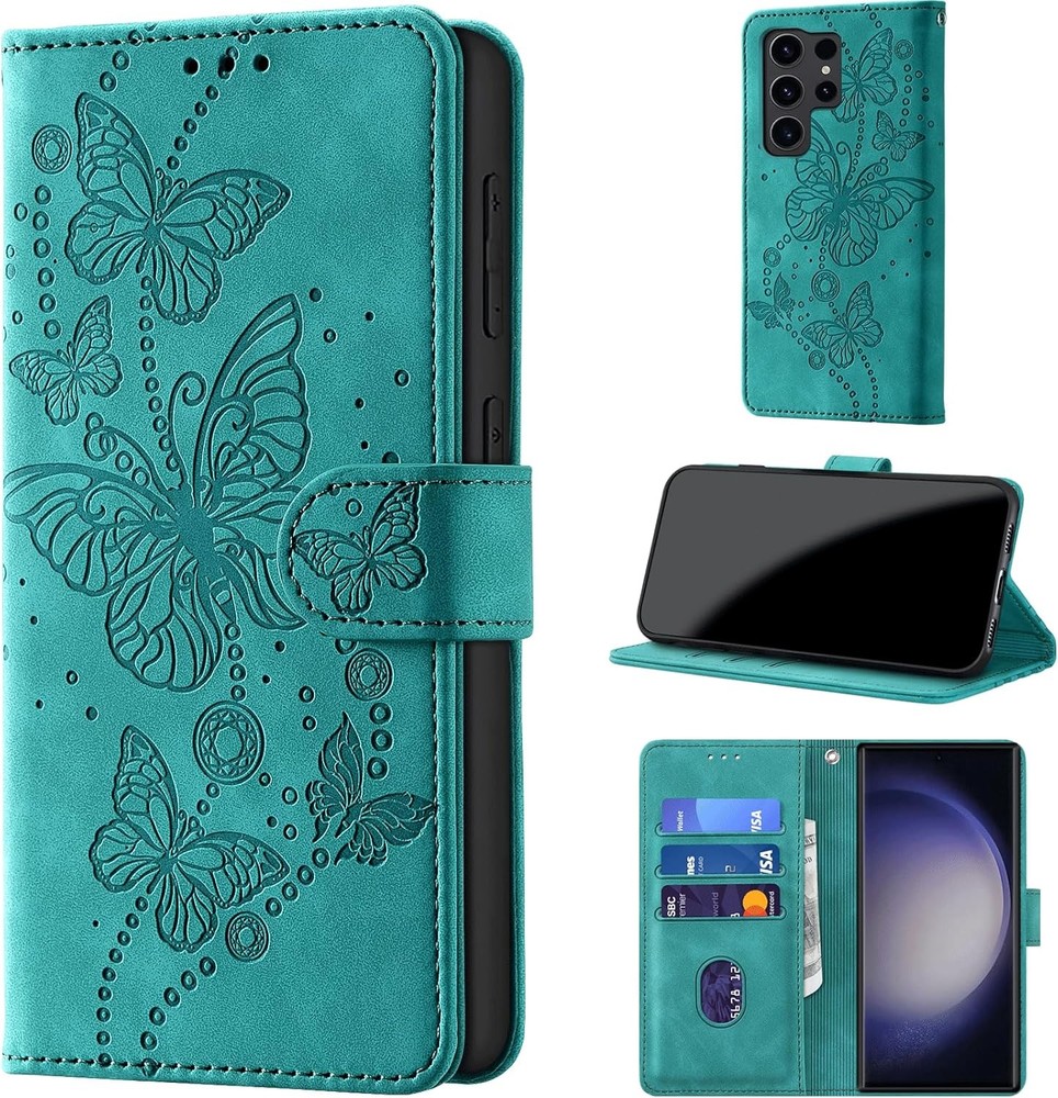 Turquoise Wallet Case for Samsung Galaxy S24 Ultra | RFID Blocking, 3 Card Slots