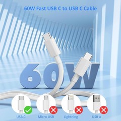 2 Pack 25W USB-C Fast Charger Block for iPhone 17 16 15 Pro Max 6FT Cable