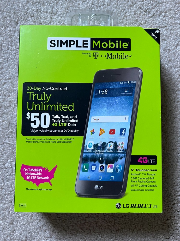 LG REBEL 3 LTE Simple Mobile Prepaid Smart Phone Lot 5