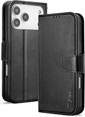 iPhone 17 Pro Max Case Wallet with Card Holder, Wristlet Strap Flip Cover, Black
