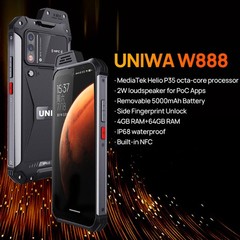 Global 4G Android Rugged Smartphone Waterproof Wireless Microphone UNIWA W888