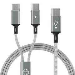 Pray C 2 in 1 Fast Charging Cable, Nylon Braided Type-C Charger Cord with 2 Type