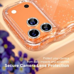 iPhone 17 Pro Max Case, Women Cute Sparkly Phone Case, Curly Wavy Frame Cover