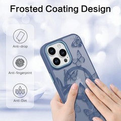 iPhone 16 Pro Max Case, Cute Butterfly Pattern Translucent Matte Slim Protective