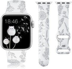 Floral Engraved Band Compatible with Apple Watch Bands 38/40/41/42/44/45/46/49mm