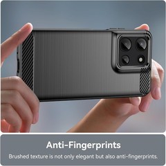 For Moto-G-2025 Case with Screen Protector, Shockproof Flexible TPU Rubber-Black