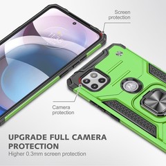 For Moto One 5G Ace Case + 2 Tempered Glass Shockproof,Motorola G 5G -Dark Green