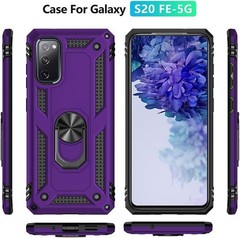 For Samsung Galaxy S20 FE 5G Case with HD Screen Protector Metal Ring,Purple