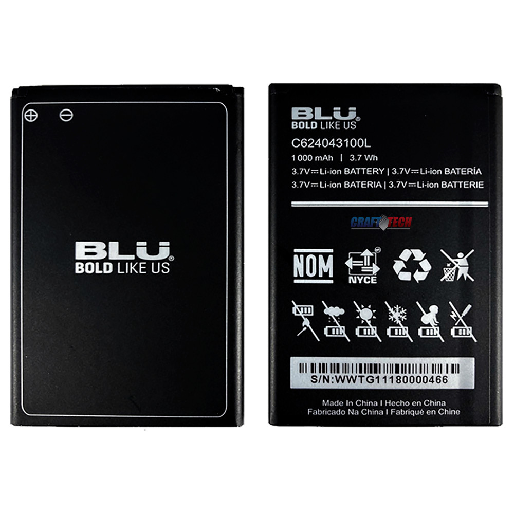 BLU Joy 3g 1.8&Prime; J090 Original OEM BLU Battery C624043100L 1000mAh 3.7 Wh