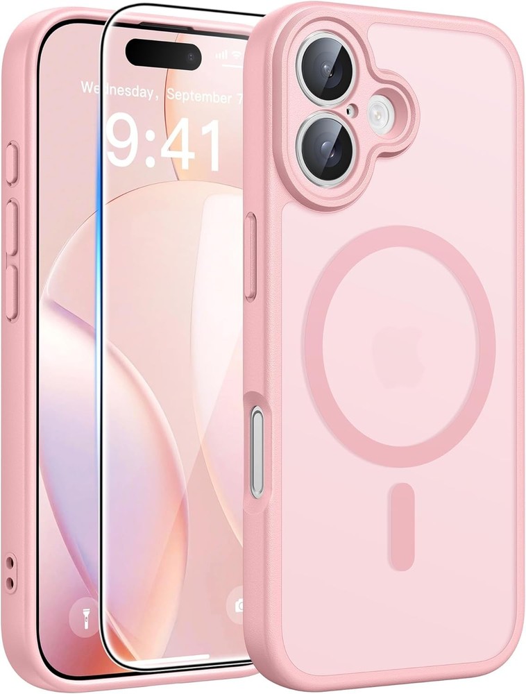 iPhone 16 Case: Translucent Matte Cases with Full Camera Protection – Light Pink