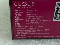 Cloud Mobile Stratus C8 32GB Black 6.5&Prime; Smartphone TruConnect 4G LTE