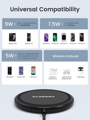 15W Fast Wireless Charging Pad 2-Pack for Samsung S24/iPhone 17