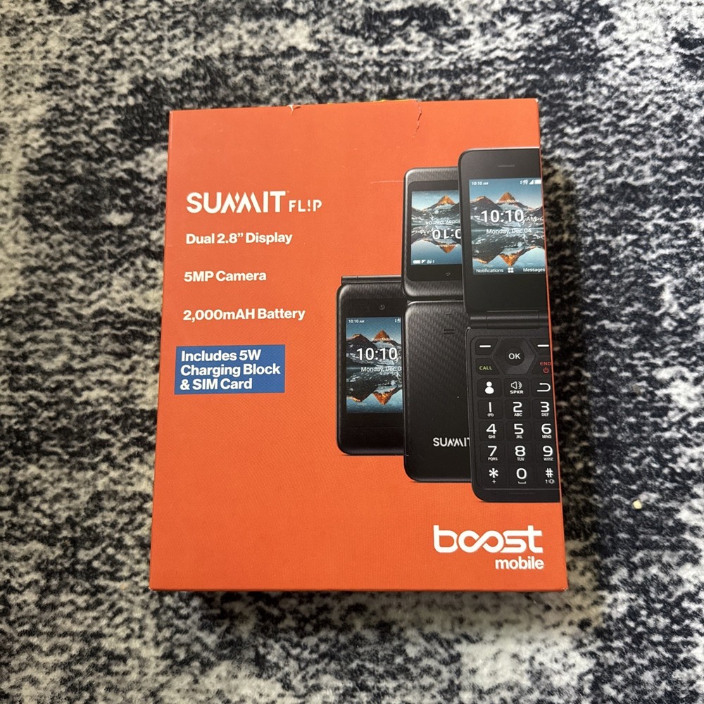 Boost Mobile Prepaid Summit Flip Phone Black 8GB 5MP 2.8” New – Locked to Boost