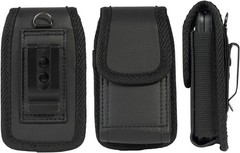 Black Vegan Leather Vertical Pouch Flip Phone Case for Alcatel Go FlipV, MyFlip,