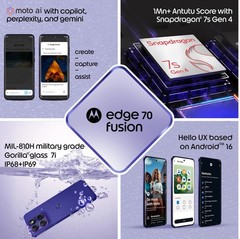 MOTOROLA Edge 70 Fusion (ORIENT BLUE, 12+256GB) Snapdragon® 7s Gen 4 SmartPhone.