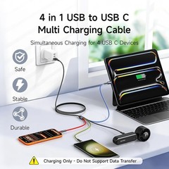 Multi Charging Cable 2Pack 4 in 1 Nylon Braided USB Fast Charging Cord Adapter 4