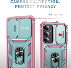 Samsung Galaxy A55 Case with All-Angle Rotating Kickstand & Camera Cover, Green