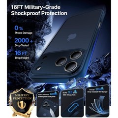 iPhone 17 Pro Case – Military Grade Shockproof, Ultra Slim, Matte Blue