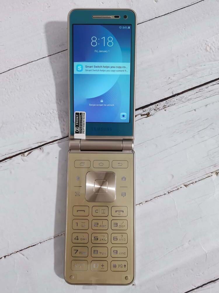 Samsung Galaxy Folder2 SM-G1650 Dual SIM WIFI 8MP LTE 4G Flip GOLD SmartPhone A+