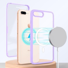 Case & Screen Protector for iPhone 8 Plus & 7 Plus Slim Shockproof Cover Purple