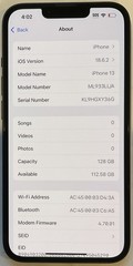 TESTED USED GSM UNLOCKED MIDNIGHT iPhone 13, 128GB A2482 ML933LL/A, 87% BATTERY