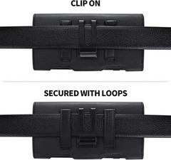 Holster for Galaxy Z Fold 7 6 5 4 3 2 Leather Pouch Belt Case with Clip – Black