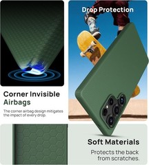 Green Military Grade Drop Protection Case for Samsung Galaxy S25 Ultra, Ultra-Th