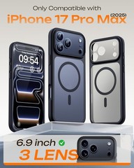 Translucent Matte Black Case for iPhone 17 Pro Max, Full Camera Protection Inclu