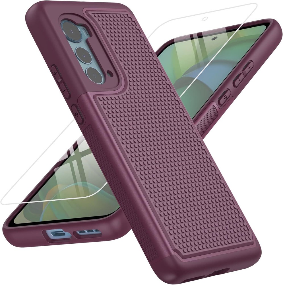 for Motorola Edge 2022 Case with Tempered Glass Screen Protector Black