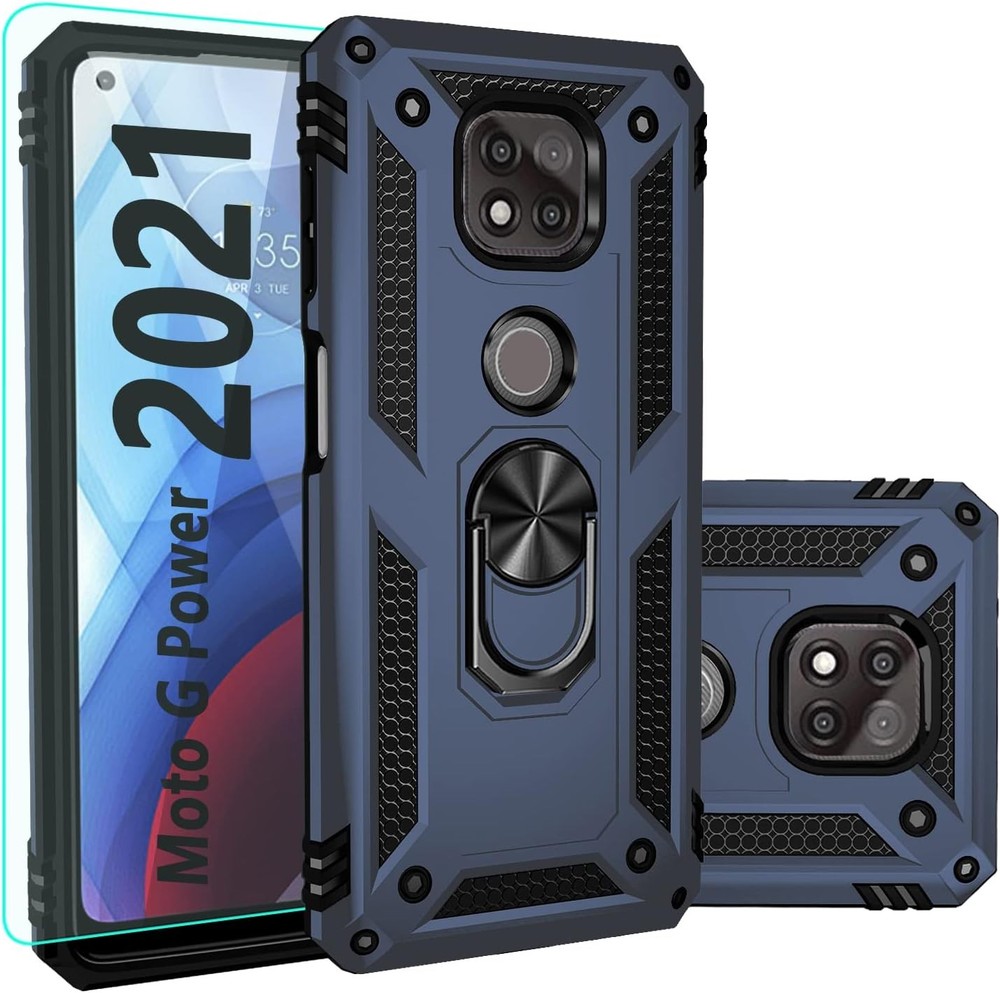 Military Grade Case & Screen Protector for Moto G Power 2021 with Kickstand 79 c