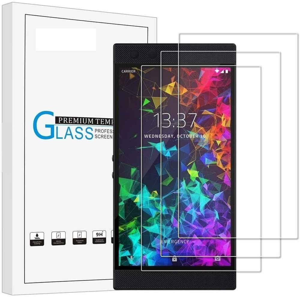 For Razer Phone 2 Screen Protector [3-Pack] Tempered Glass Bubble Free Clear NEW