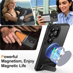Translucent Matte Black Case for Samsung Galaxy S26 Ultra, Magnetic Phone Cover