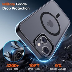 Magnetic for iPhone 15 Case & iPhone 14 Case, Translucent Matte Shockproof Cover