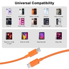 6FT USB-C Fast Charging Cable 60W for iPhone 17/17 Pro/17 Pro Max and More