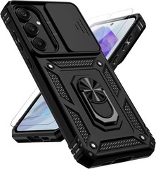 Samsung Galaxy A55 5G Case with Slide Camera Cover HD Screen Protector Black