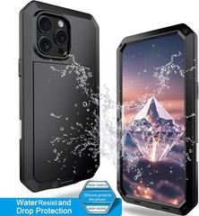 iPhone 16 Pro Max Metal Case 6.9&Prime;, Heavy Duty Shockproof Aluminum Alloy Tough Ar