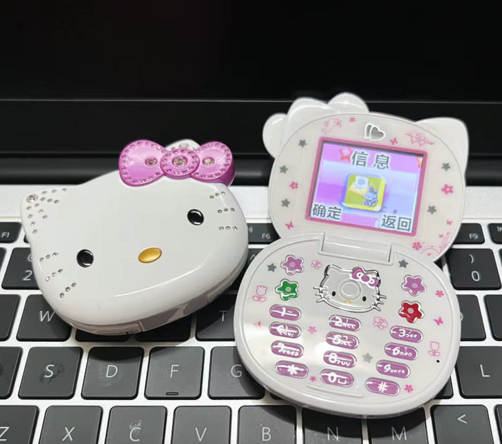 Hello Kitty Flip Phone 4G With Camera Kawaii 2025 – Sanrio Cartoon Kids Phone