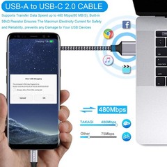 6ft USB-C Fast Charging Cable 3-Pack for iPhone 17 Pro Max/15 Pro/Galaxy S20