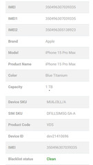 Apple iPhone 15 Pro Max – 1 TB – Blue Titanium (For parts or not working)