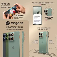MOTOROLA Moto Edge 70 5G-Ultra-thin Design-Factory Unlocked Dual SIM-8GB 256GB